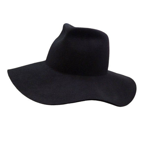 Biltmore Madewell Hat Wool Felt Fedora Size M / L Navy Blue Wide Floppy Brim - Picture 6 of 6